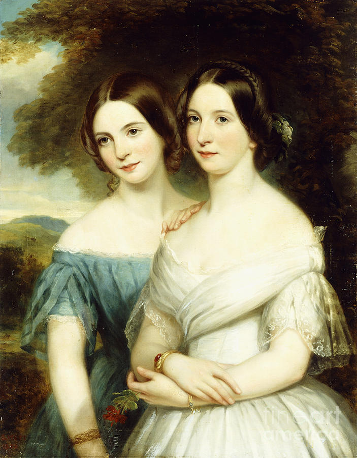 Portrait Of Two Sisters, 1856 Painting by Samuel West - Pixels