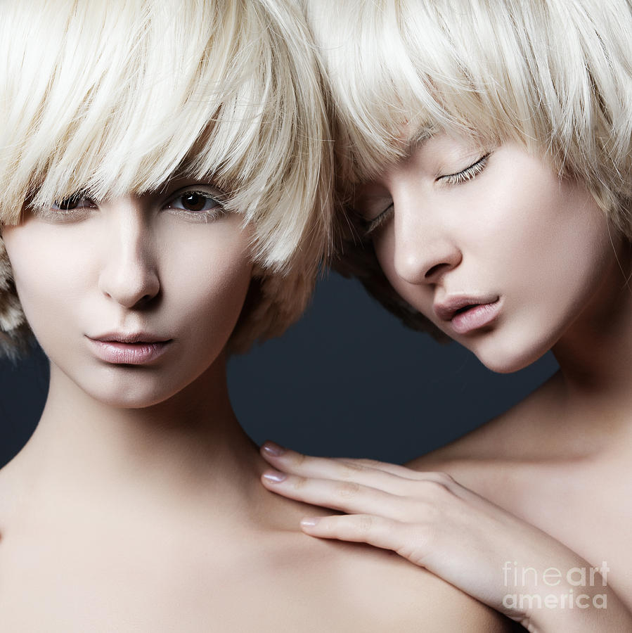 Makeup Photograph - Portrait Of Two Young Beautiful Girls by Yuliya Yafimik Makeup Photograph - Portrait Of Two Young Beautiful Girls by Yuliya Yafimik