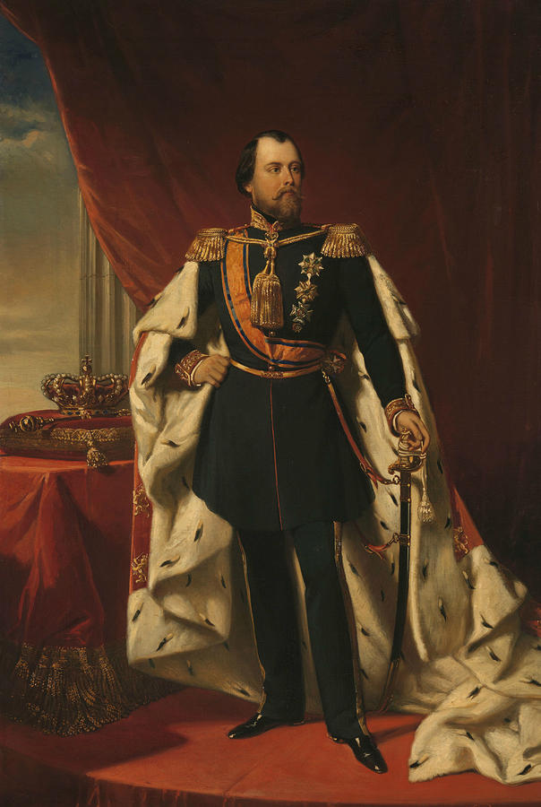Portrait of William III, King of the Netherlands Painting by Nicolaas Pieneman