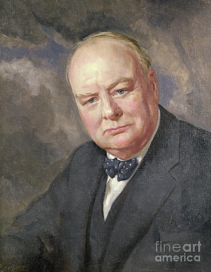 Portrait Of Winston Churchill Painting by Margery Forbes