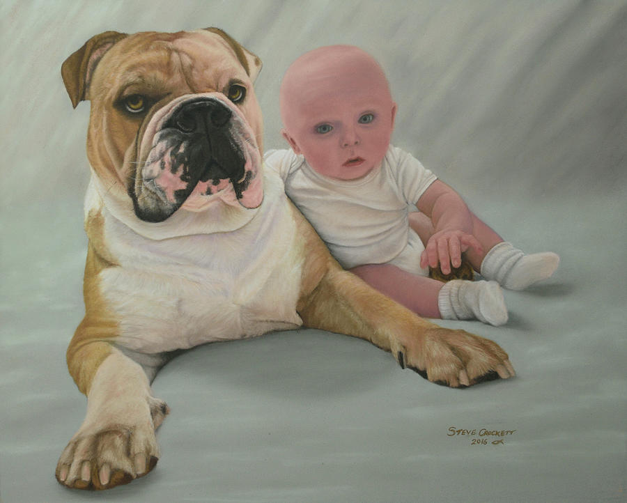 Animal Painting - Portrait Of Xander & Bentley The Dog by Steve Crockett