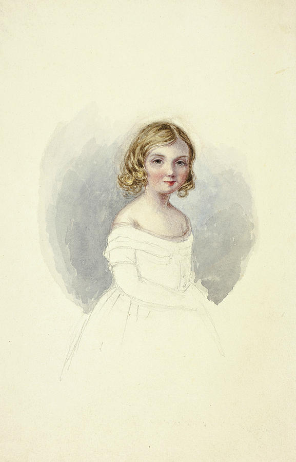 Portrait of Young Girl with Shoulderless Gown Drawing by Elizabeth Murray