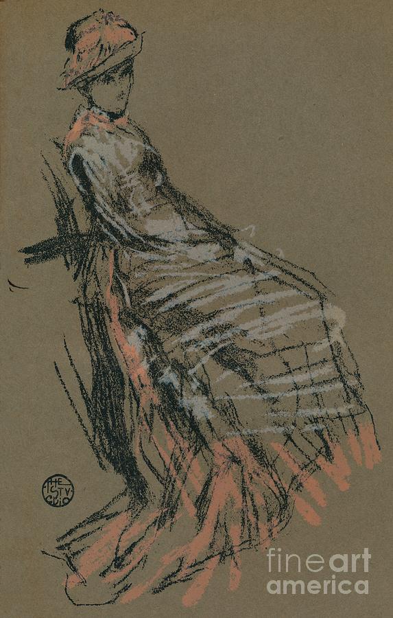 Portrait Study In Pastel, C19th Drawing by Print Collector