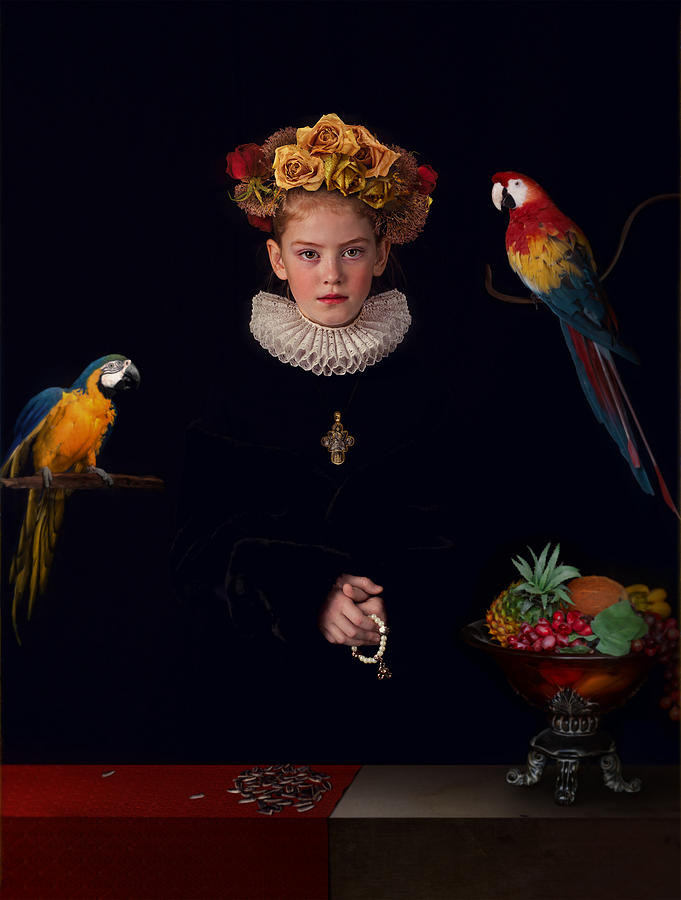 Portrait With Parrots Or Prayer Before A Meal Photograph by Svetlana Melik-nubarova