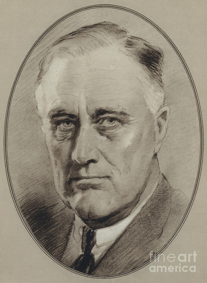 Portraits Of American Statesmen, Franklin Delano Roosevelt Painting by Gordon Ross