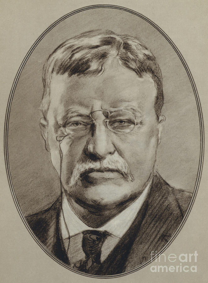 Portraits Of American Statesmen, Theodore Roosevelt Painting by Gordon Ross