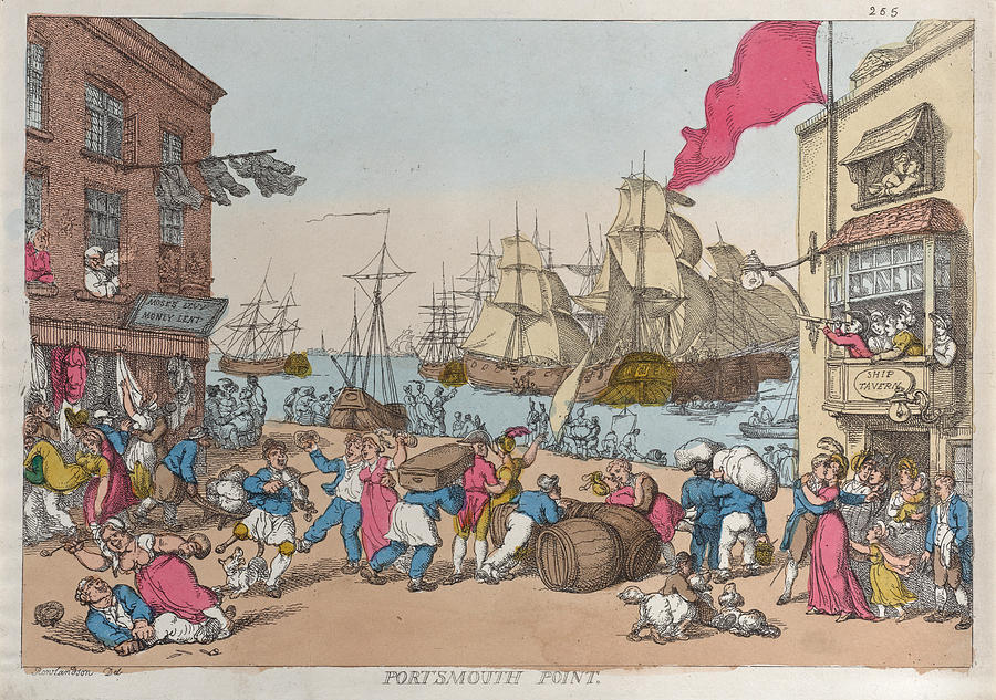Portsmouth Point Drawing by Thomas Rowlandson