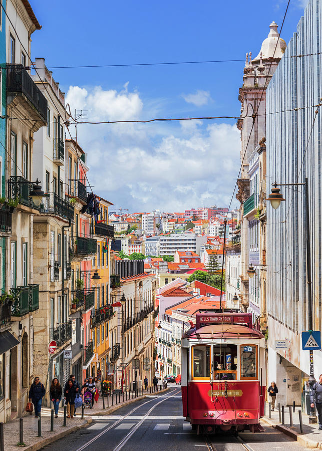 Portugal, Distrito De Lisboa, Lisbon, Bairro Alto, Tram 28 Digital Art by Luigi Vaccarella