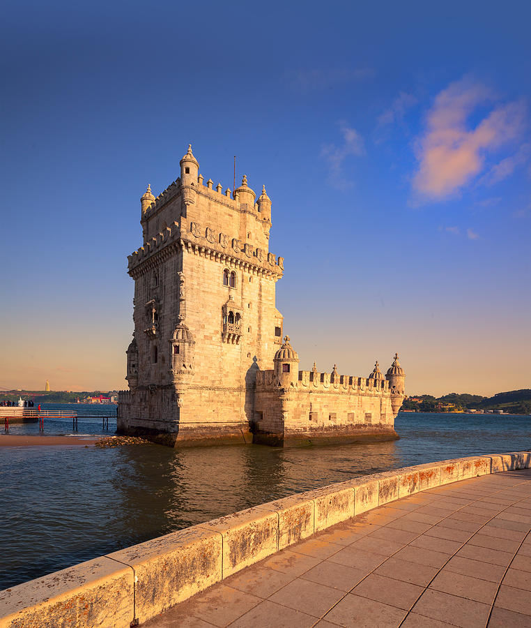 Architecture Digital Art - Portugal, Distrito De Lisboa, Lisbon, Tagus, Tejo, Belem, Belem Tower, Belem Tower, At The First Evening Lights. by Paolo Giocoso