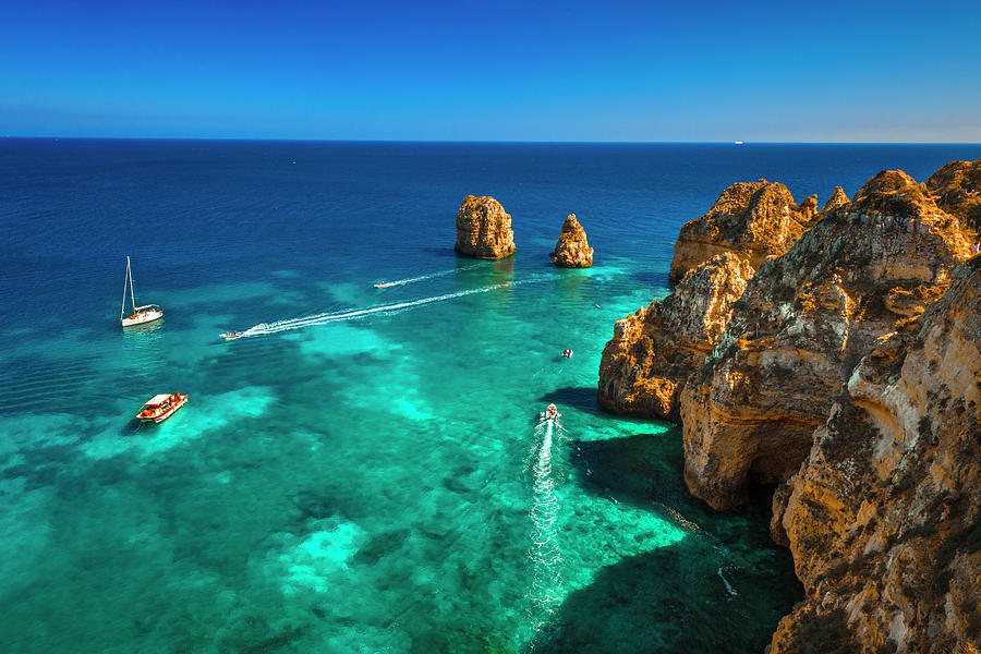 Portugal, Faro, Albufeira, Atlantic Ocean, Algarve, Ponta De Piedade Digital Art by Olimpio Fantuz