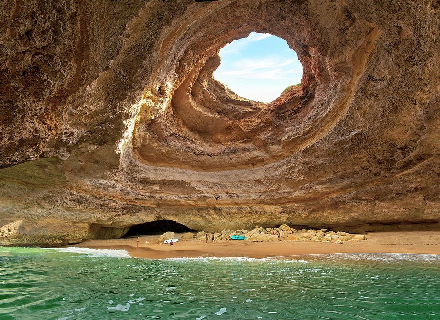 Portugal, Faro, Carvoeiro, Algarve, Benagil, Inside The Grotto At Benagil Digital Art by Michael Howard