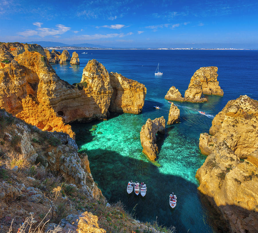 Portugal, Faro, Lagos, Atlantic Ocean, Algarve, Ponta De Piedade Digital Art by Olimpio Fantuz