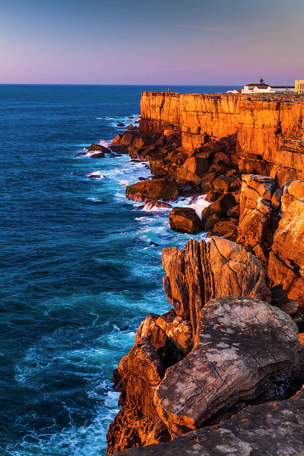 Portugal, Leiria, Peniche, Atlantic Ocean, Cabo Carvoeiro, Cliff, Sunset Digital Art by Olimpio Fantuz