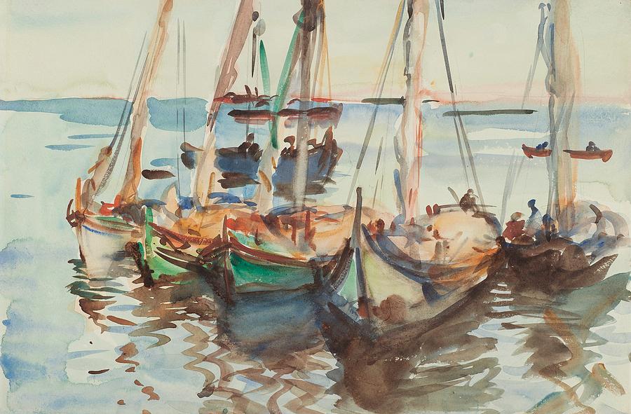 Portuguese Boats Painting by Mountain Dreams