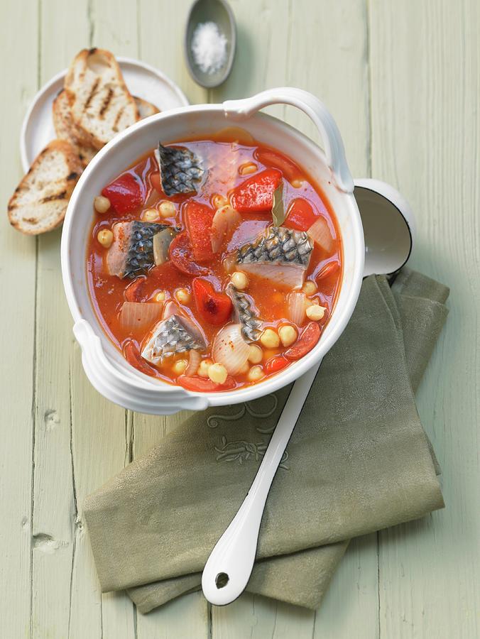 Portuguese Chickpea Stew With Grey Mullet And Chorizo Photograph by Jan-peter Westermann