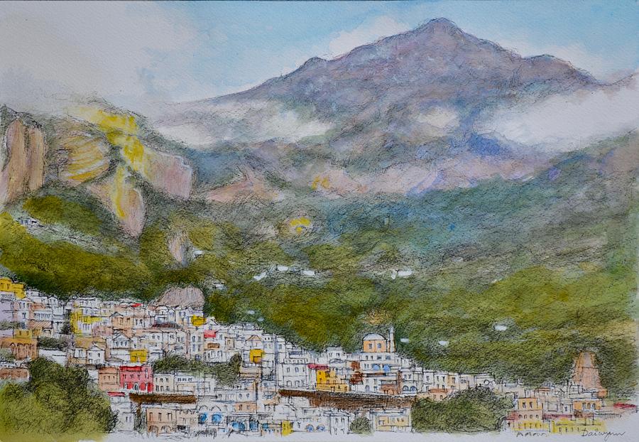 Positano Morning Mists Painting by Dai Wynn