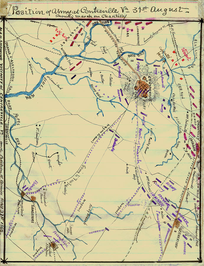 Position of army at Centreville Va. 31st August. Painting by Robert ...