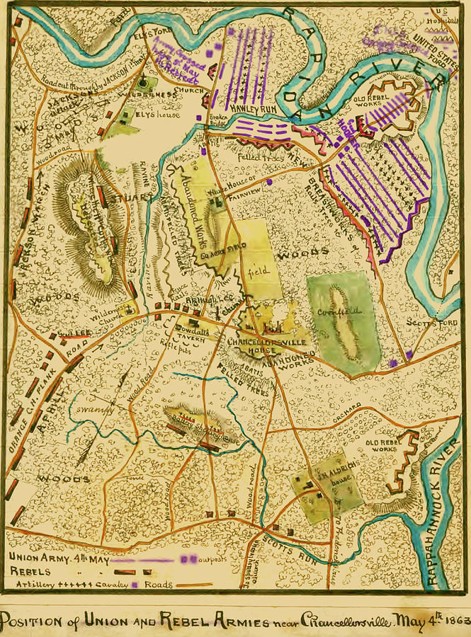 Position of Union and Rebel armies near Chancellorsville May 4th 1863 ...