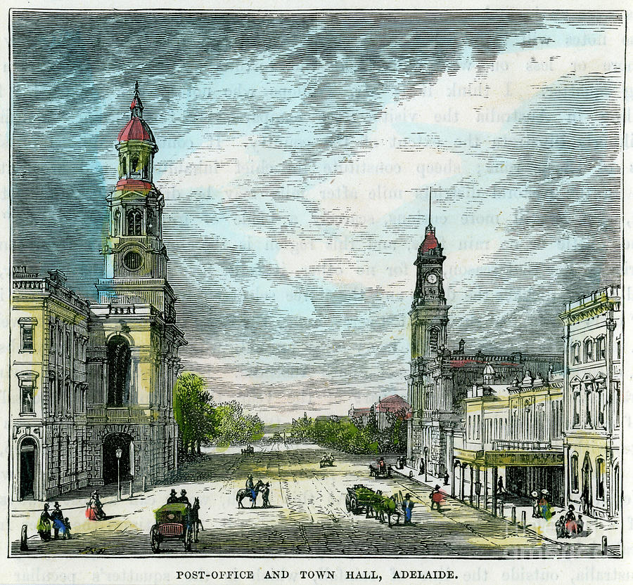 Post Office And Town Hall, Adelaide Drawing by Print Collector