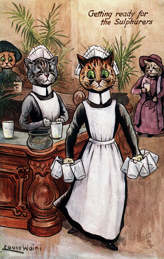 Cats Postcard, C1910 Drawing by Louis Wain