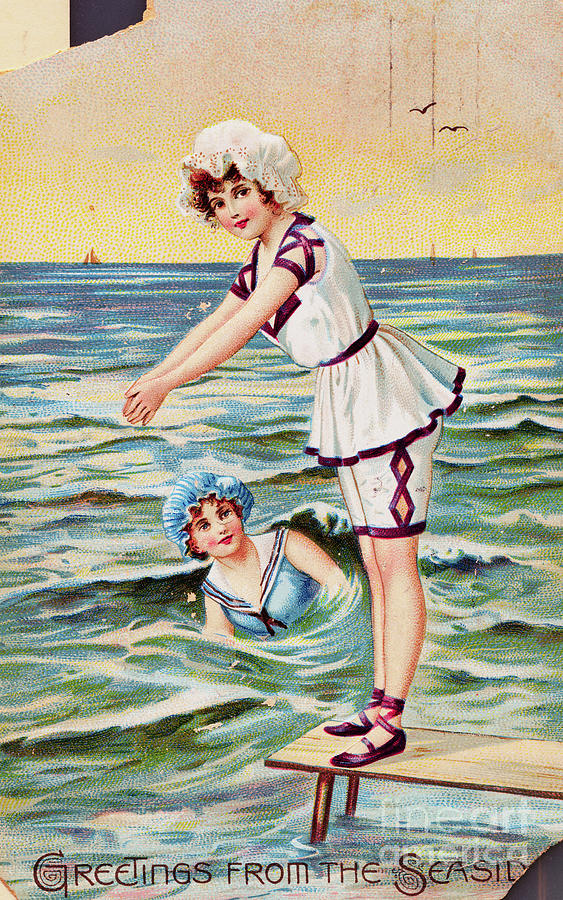 Postcard Depicting Woman Diving by Bettmann