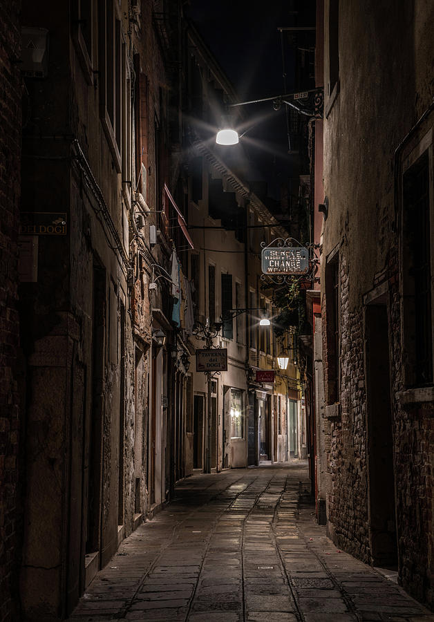 Postcards from Italy - Venice at night Photograph by Jaroslaw Blaminsky