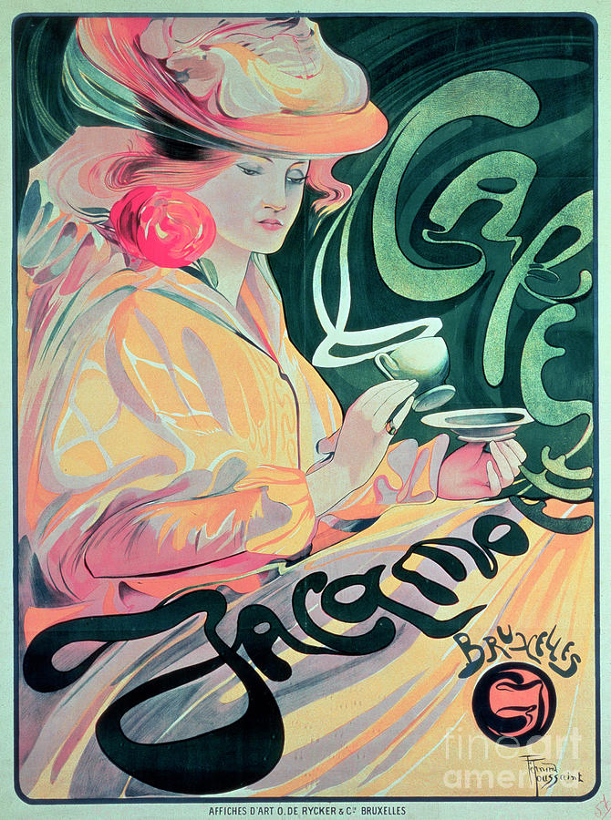 Poster Advertising Cafe Jacqqmotte, Published By O De Rycker Et Cie, Brussels, Circa 1896 Painting by Fernand Toussaint