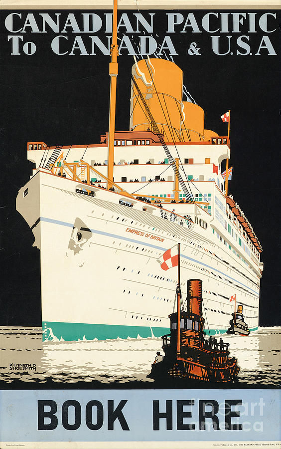 Poster Advertising Canadian Pacific, 1933 Colour Lithograph Painting by Kenneth Shoesmith