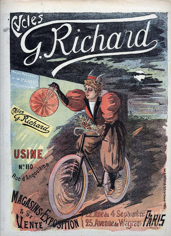 Poster Advertising “george Richard Cycles” Paris 1895 French School, 19th Century - Poster Advertising Of Cycles Georges Richard, 1895 Drawing by French School