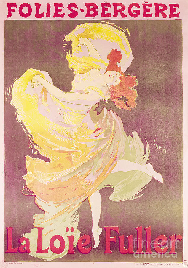 Poster Advertising Loie Fuller At The Folies Bergere, 1897 Painting by Jules Cheret