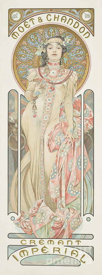 Alphonse Mucha Drawing - Poster Advertising moet & Chandon Dry Imperial Champagne, 1899 by Alphonse Marie Mucha