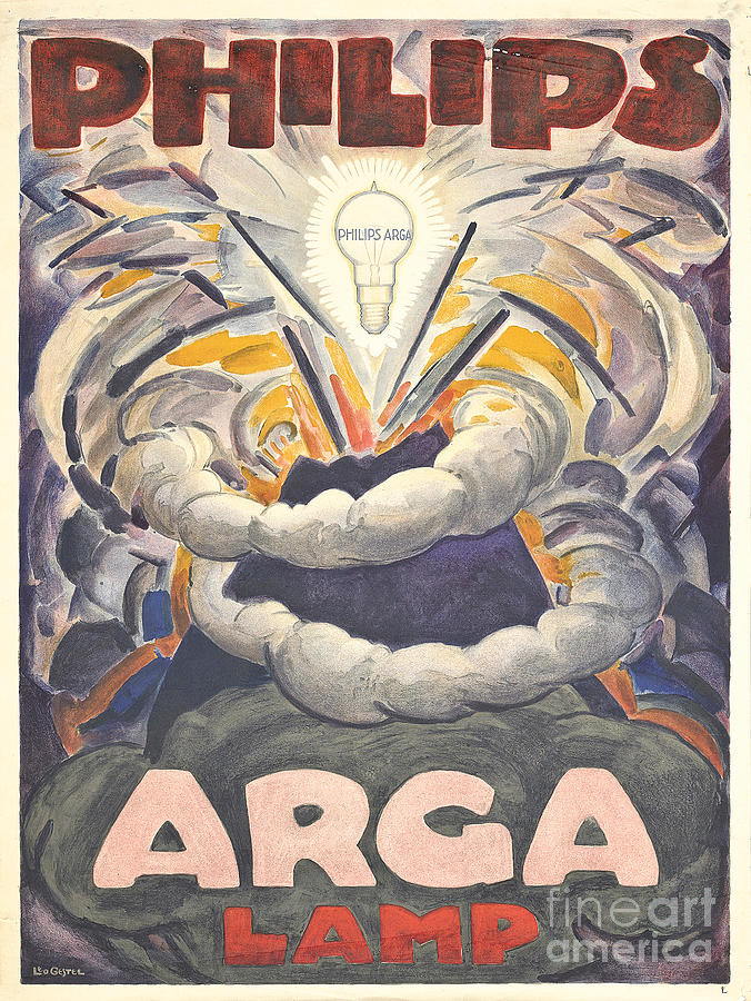 Poster Advertising Philips Arga Lamp, C.1918 Drawing by Leo Gestel