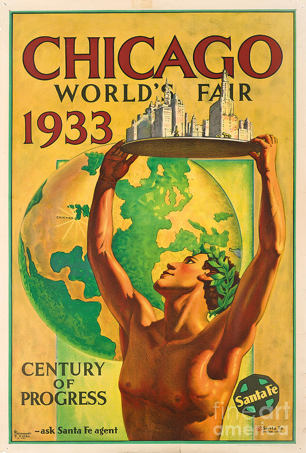 Poster Advertising The 1933 Worlds Fair In Chicago, 1933 Drawing by Hernando Villa