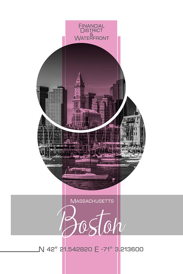 Boston Photograph - Poster Art Boston Waterfront - Pink by Melanie Viola Boston Photograph - Poster Art Boston Waterfront - Pink by Melanie Viola