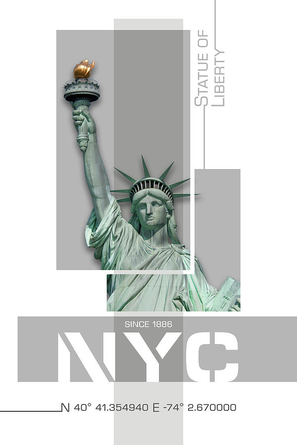 New York City Photograph - Poster Art NYC Statue of Liberty - pink by Melanie Viola