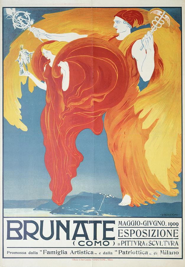 Umberto Boccioni Drawing - Poster For Exhibition Of Painting And Sculpture In Brunate By Umberto Boccioni by Umberto Boccioni