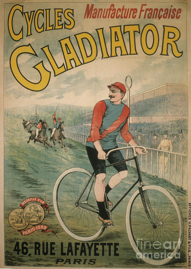 Poster For Gladiator Cycles, Manufacture Francaise, 46 Rue Lafayette Paris Painting by French School