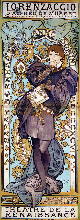 Poster For 'lorenzaccio' Alfred De Musset, With Sarah Bernhardt, Paris ...