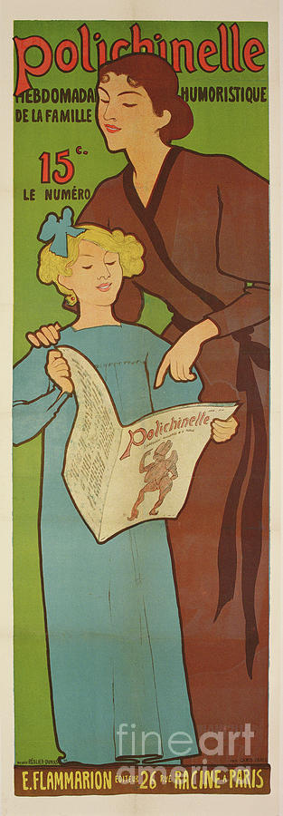 Art Nouveau Drawing - Poster For The Weekly Humorous Paper polichinelle, 1896 by Maurice Realier-dumas