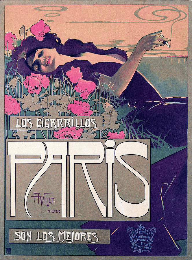 Trend Painting - Poster Los Cigarillos Paris A Villa by Dejavu Studio