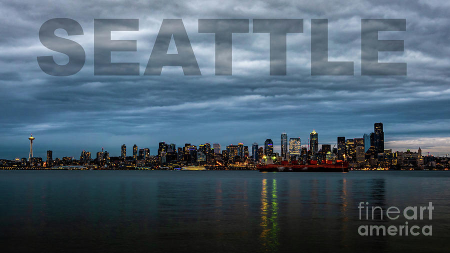 Poster of Downtown Seattle Skyline at Sunset by PorqueNo Studios Poster of Downtown Seattle Skyline at Sunset by PorqueNo Studios