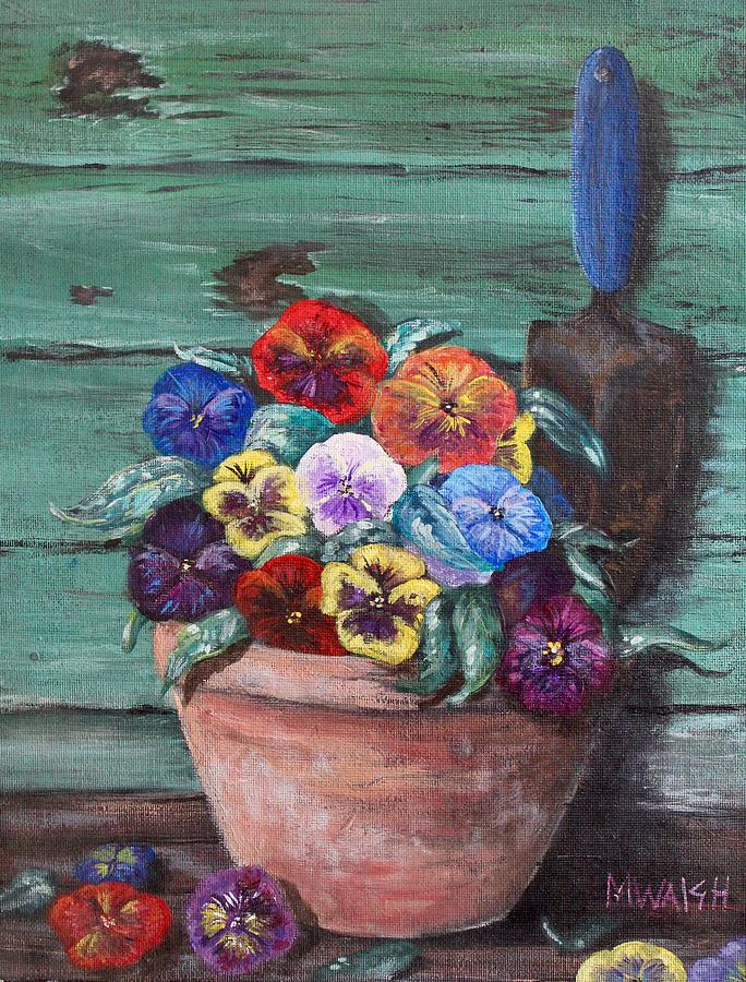 Pot of Pansies Painting by Megan Walsh
