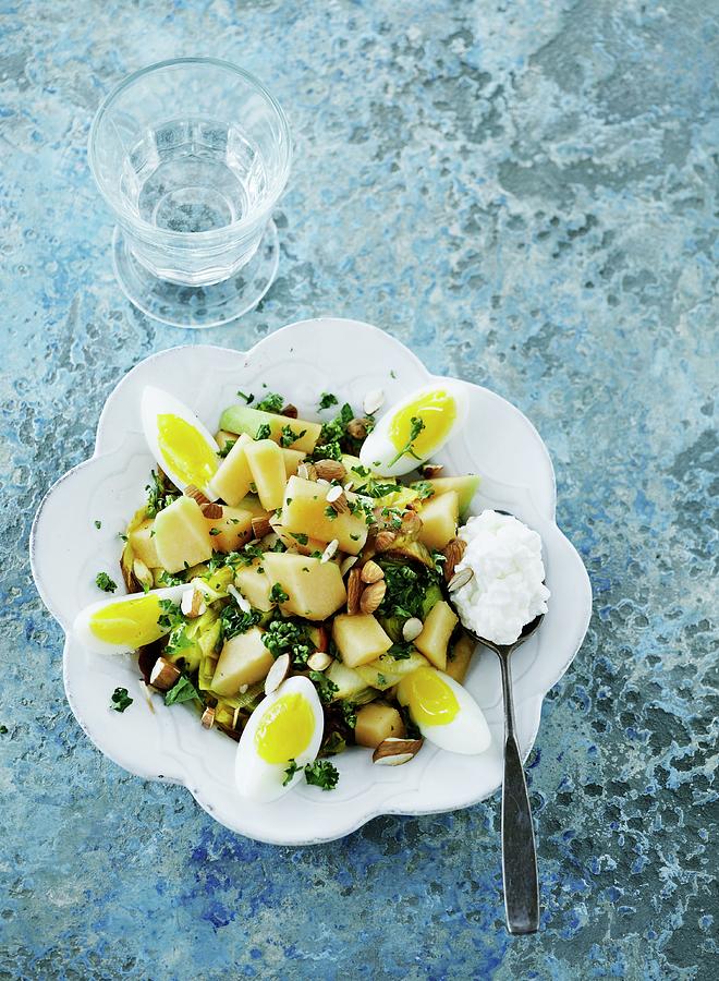 Potato And Leek Salad With Boiled Egg Photograph by Mikkel Adsbl