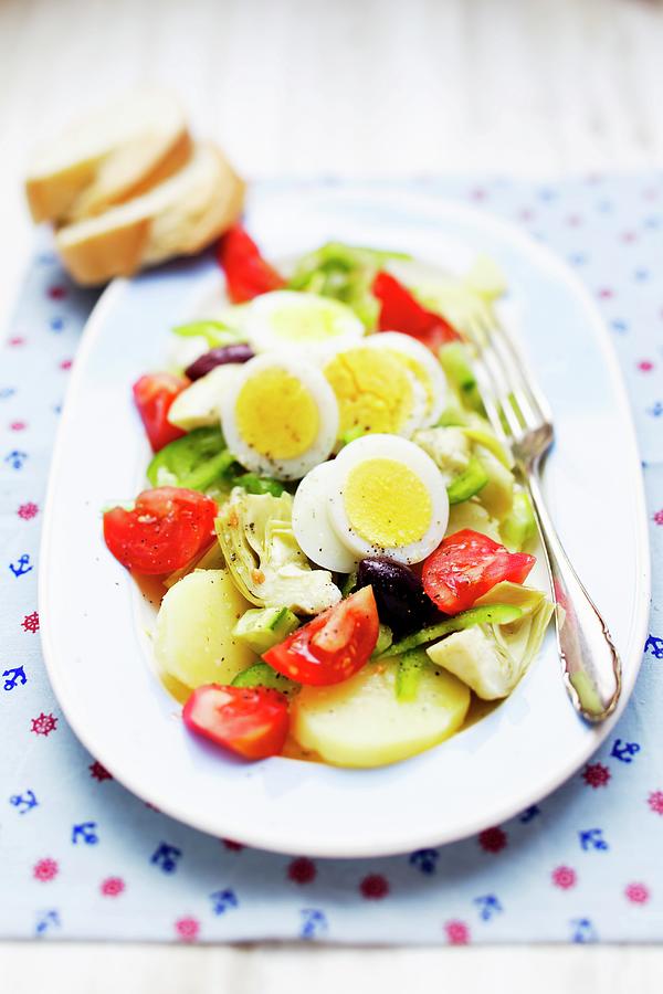 Potato And Vegetable Salad With Egg create, Greece Photograph by Sporrer/skowronek