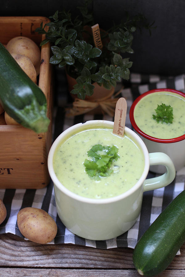 Potato And Zucchini Cream Soup In A Cup Photograph by Sylvia E.k Photography