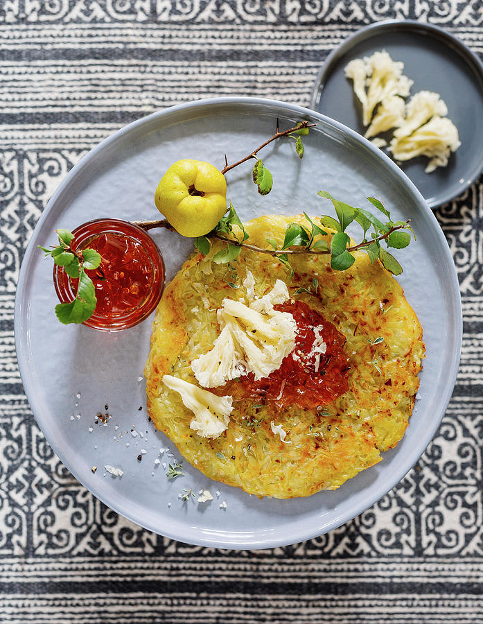 Potato Fritter With Quince Jelly And Goats Cheese Photograph by Anna Haas / Stockfood Studios