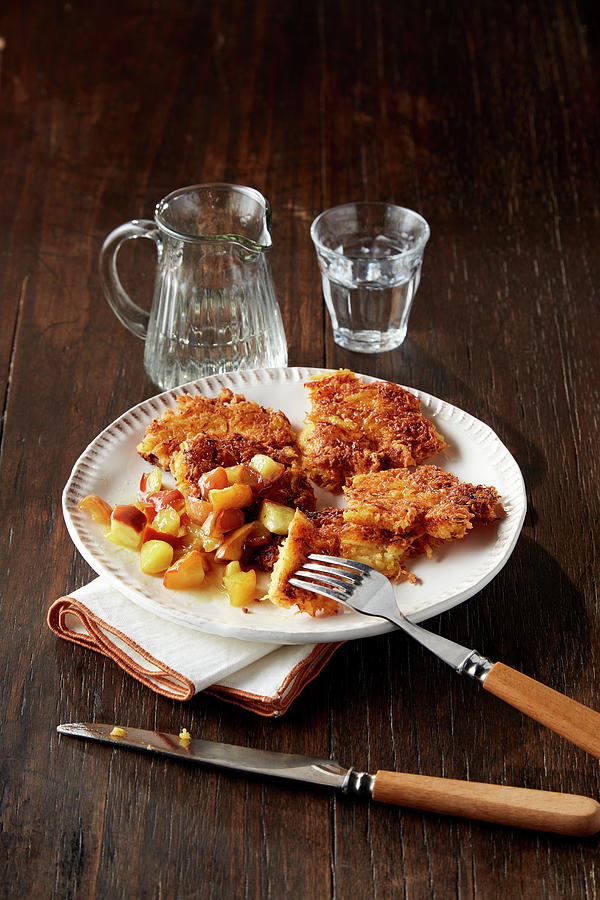 Potato Fritters With Apple Sauce Photograph by Rafael Pranschke