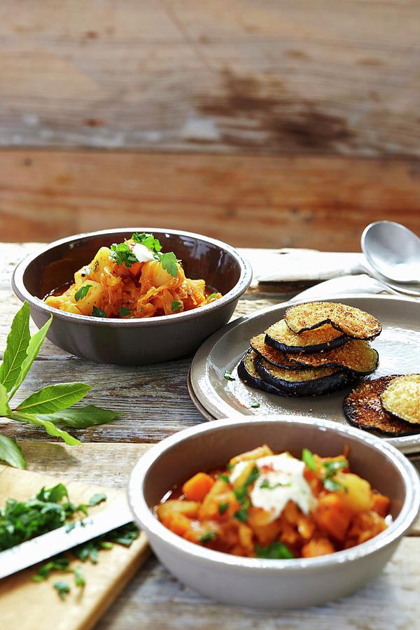 Potato Goulash With Grilled Aubergines Photograph by Misha Vetter