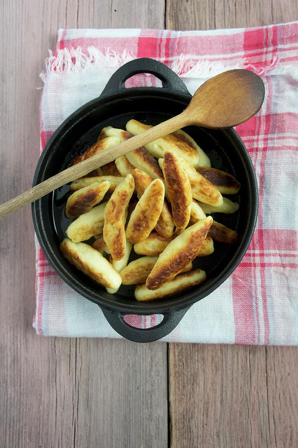 Potato Orzo Pasta In A Cast Iron Pan Photograph by Martina Schindler