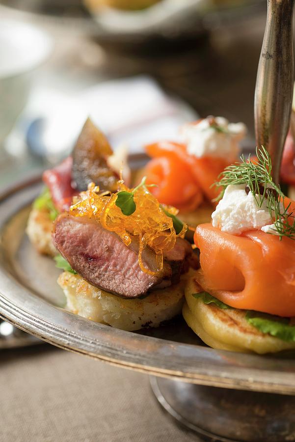 Potato Rosti With Cress, Orange-glazed Duck And Candied Grapefruit Zest Photograph by Great Stock!